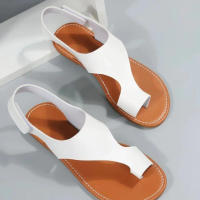 Nuevo estilo de sandalias planas huecas con punta abierta para mujer, talla grande, sencillas, con velcro, para playa - details 8