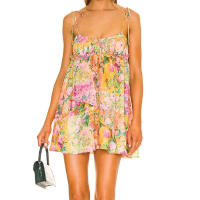 Vestido de primavera 2025 para mujer, estilo europeo y americano, estampado floral francés, sin espalda, con abertura y tirantes finos. - details 10