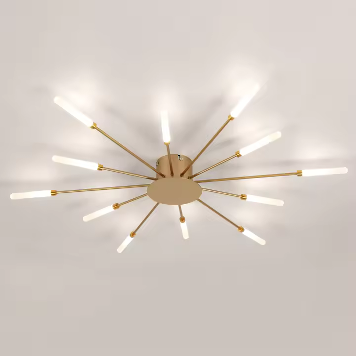 Goeco Luz de Techo LED Dorada 12 Cabezales, 12W, Montaje Directo, Eficiencia Energética - 1