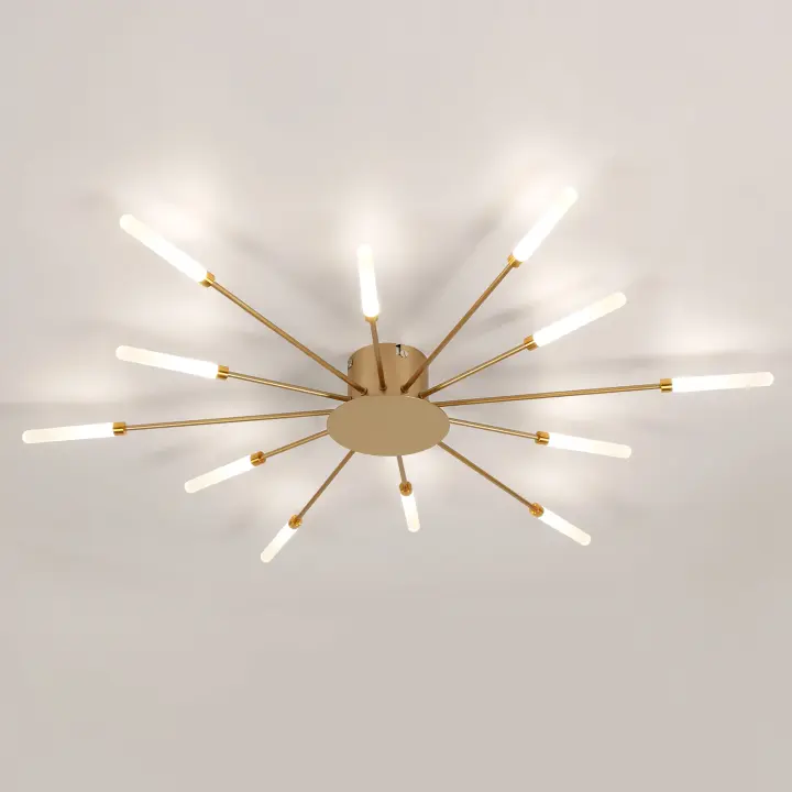 Goeco Luz de Techo LED Dorada 12 Cabezales, 12W, Montaje Directo, Eficiencia Energética - 1