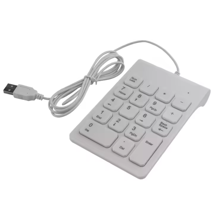 Mini teclado numérico con cable USB, teclado numérico de 18 teclas, teclado digital para cajero de contabilidad, portátil, Android, tabletas y PC (blanco) - 1