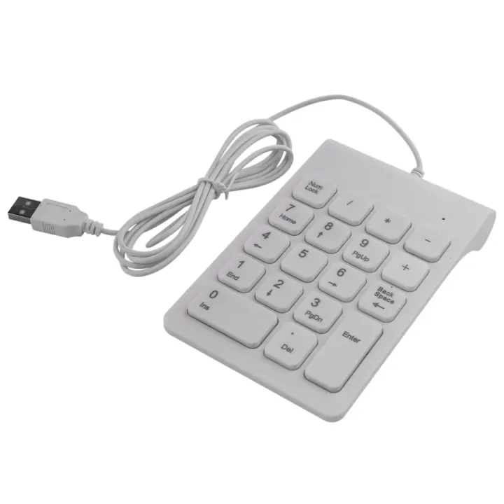 Mini teclado numérico con cable USB, teclado numérico de 18 teclas, teclado digital para cajero de contabilidad, portátil, Android, tabletas y PC (blanco) - 1