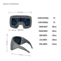 Gafas de sol de gran tamaño a la moda de una pieza para hombre, gafas de sol Punk exageradas con cuentas Sier, gafas de sol para mujer - details 1