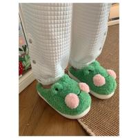 Divertidas zapatillas de algodón con forma de rana para parejas, pantuflas de casa de felpa cálidas antideslizantes para estudiantes de invierno, para hombres y mujeres - details 7