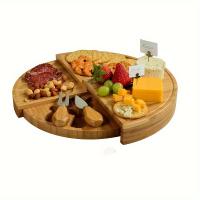 Juego de tabla y cuchillos para queso de bambú: ideal para entretenimiento, fiestas y regalos |   Incluye tabla de cortar redonda de madera con queso variado, frutas y snacks. |   Ideal para bodas, despedidas de soltera y regalos de inauguración de la cas - details 1