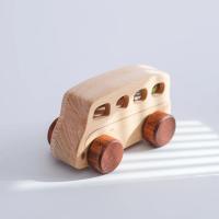 Juguetes Montessori de madera para bebé, carritos hechos a mano sin Bpa, coche de dibujos animados, autobús, decoración de - details 1