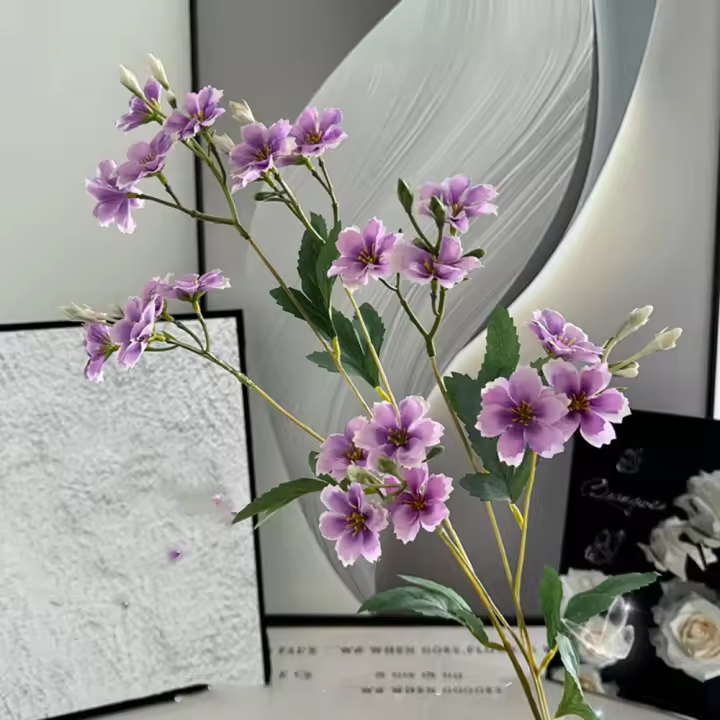 Rama de Ceratostigma Artificial de 86cm, rama de flor de seda elegante de lujo, tacto Real, flor falsa hecha a mano para sala de estar y escritorio - 1