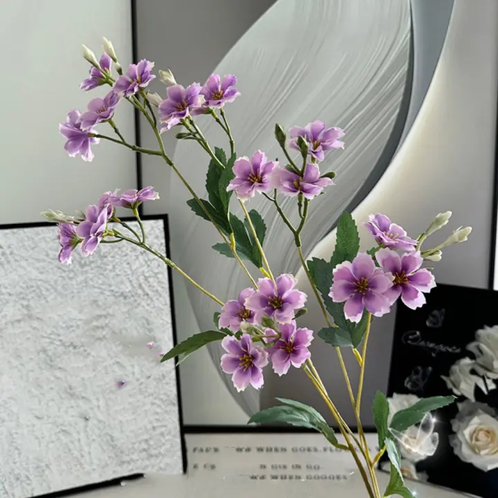 Rama de Ceratostigma Artificial de 86cm, rama de flor de seda elegante de lujo, tacto Real, flor falsa hecha a mano para sala de estar y escritorio - 1