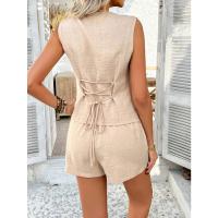 Conjunto de Moda de Verano Casual Estilo Sólido para Mujer con Botón de Chaleco Pantalones Cortos Traje - details 6
