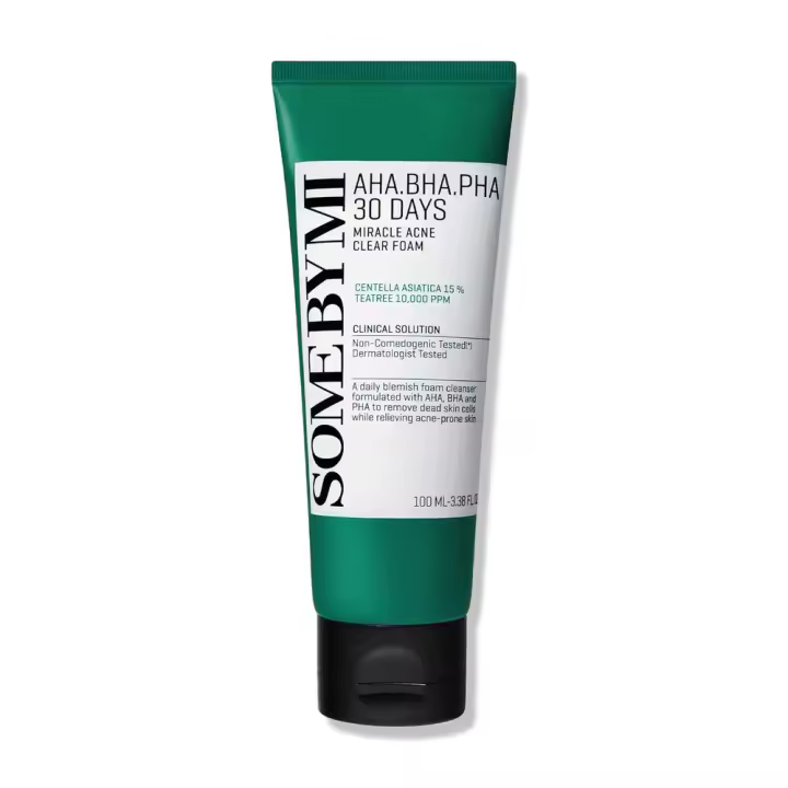 SOME BY MI AHA BHA PHA 30 días Miracle Foam 3.38oz, 100ml Acné Face Wash Limpiador de ácido salicílico transparente y suave para exfoliación y - 1