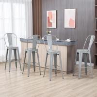 Silla de Comedor de Metal con Reposapiés para Comedor Carga 120 kg 44x49x116 cm Gris Plata - details 3