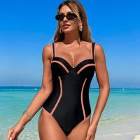 Traje de Baño Retro Negro de Una Pieza Traje de Baño Brasileño Sexy y Adelgazante con Padillas - details 6