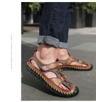 Sandalias planas informales de cuero genuino para hombre, calzado de playa romano, zapatillas de deporte masculinas, zapatos de cuña baja, talla grande 38-48, novedad de verano - details 15