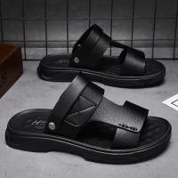 2025 nuevas sandalias de piel de vaca de primera capa zapatos de playa de cuero transpirable para hombres casual suela suave de mediana edad y ancianos papá zapatos de los hombres. - details 6