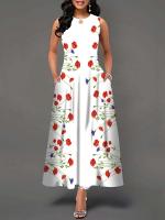 Women's Boho Long Dress Elegant Sleeveless Floral Print Casual Beach Party Summer Dress - details 24