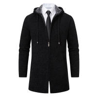 Suéter de punto con capucha para hombre, cárdigan grueso de lana, suéter para exteriores, abrigos informales sólidos y versátiles, holgados, para otoño e invierno - details 4
