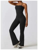 Mono de Yoga ajustado para mujer, traje deportivo informal con correa extraíble, pantalones acampanados, ropa deportiva para gimnasio y entrenamiento - details 15