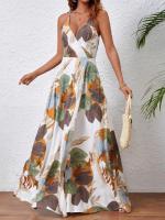 Vestido con tirantes sin espalda y separación de muslos con estampado tropical 2025 - details 11
