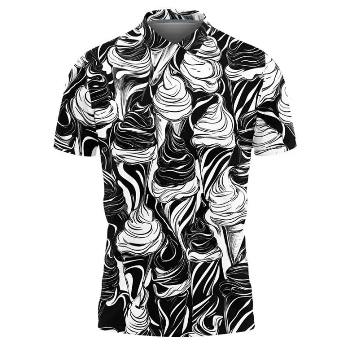 Colorido helado gráfico casual verano manga corta 3D impreso hombres mujeres camisetas sueltas Haruku solapa niños camisetas - 1