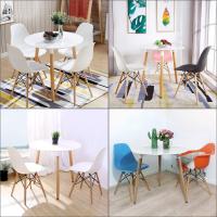 Mesa de Comedor, Estilo escandinavo Ronda Mesa y Patas de Madera de Haya, 80*72 cm, Color Blanco - details 16