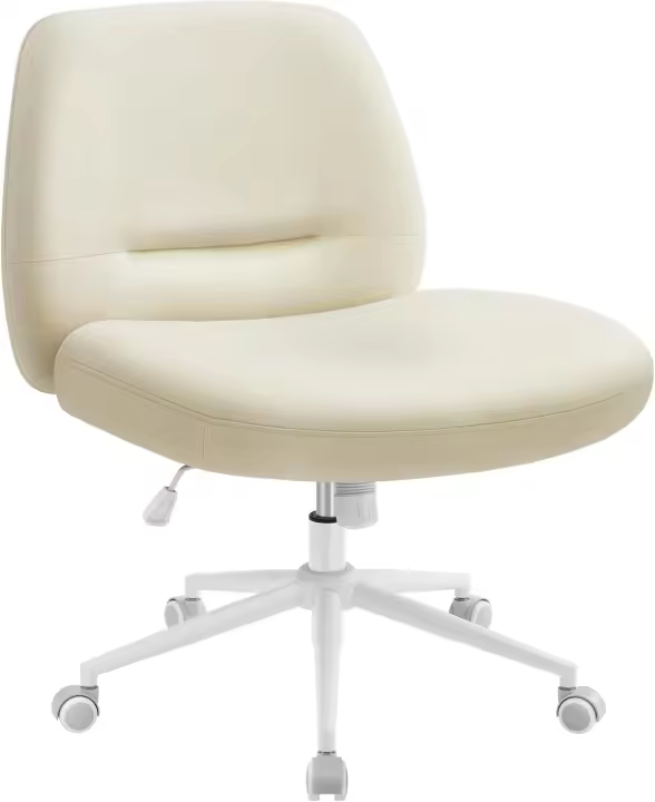 Silla de Oficina Contemporánea Base en Cruz, Asiento Ancho y Cómodo, Altura Ajustable, Silla Giratoria, Tela de Lino de Algodón, Gris Paloma - 1