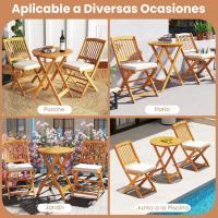Set de Bistró con 3 Piezas Plegables, Mesa y Sillas Terraza de Madera de Acacia con 2 Cojines Acolchados Extraíbles, Muebles de Exterior para Patio Jardín Veranda Balcón (Rojo) - details 35