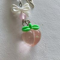 Cordón estético para teléfono Y2K con forma de fresa, colgante de cadena para teléfono con cuentas de frutas transparentes, colgante de correa para teléfono de melocotón para niñas - details 21