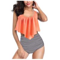 Conjuntos de dos piezas sexys para mujer, trajes de baño con volantes, ropa de playa estampada, conjunto de Bikini de cintura alta, trajes de baño Tankini con realce - details 2