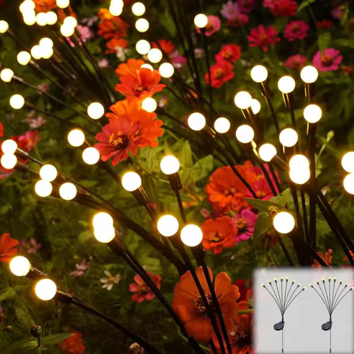 Luces solares de luciérnaga para jardín, 2 piezas, para camino, exteriores, patios traseros, jardines, césped - 1