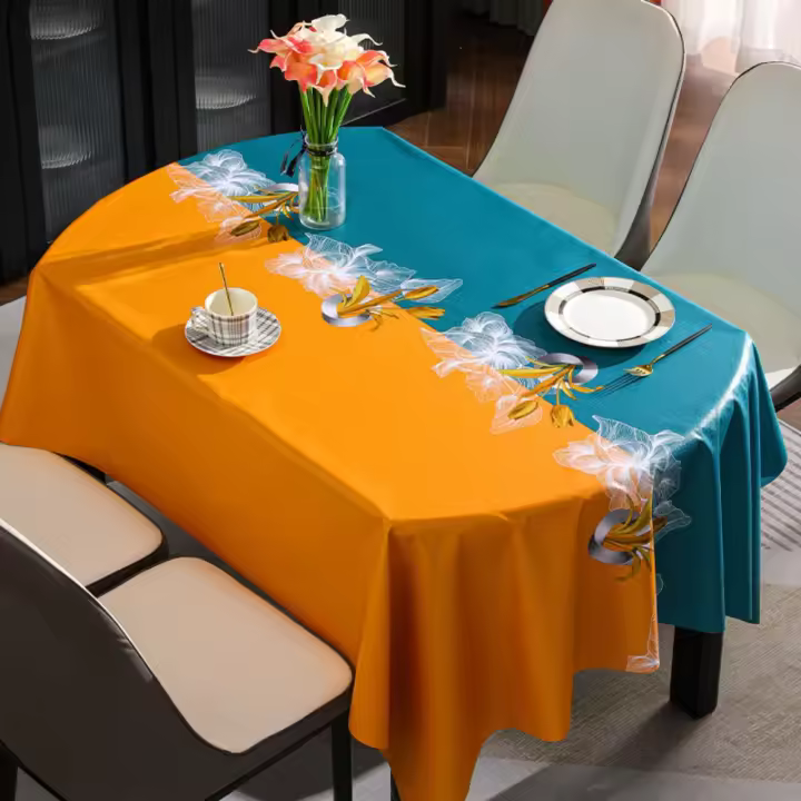 Decoración de mesa Mantel de estilo chino de PVC Mantel floral a prueba de aceite vintage Mantel de mesa de postre engrosado lavable Boda - 1