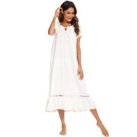Pijamas para mujer, ropa de dormir con un hombro, camisón de manga corta, vestido mixto de encaje - details 4