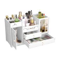 Organizador de cosméticos de 2 cajones, caja de almacenamiento de escritorio de PVC, para maquillaje y joyería - details 7