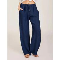 Pantalones de Lino de Algodón para Mujer Cintura Elástica, Bolsillo, Estilo Callejero - details 2