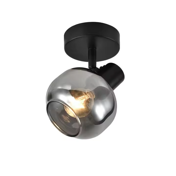 CBJKTX Luz de techo sala de estar luz de techo negra 1 bombilla E14 luz de techo gris luz de techo vintage de vidrio retro - 1