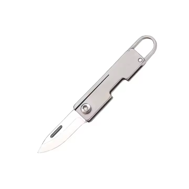 Colgante de llavero con mini cuchillo de aleación de titanio, unboxing portátil, mini cuchillo plegable afilado - 1