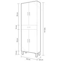 Columna de Baño Grande Mueble de Lavabo de 4 Puertas y Cajón Acabado Blanco Brillante - details 2