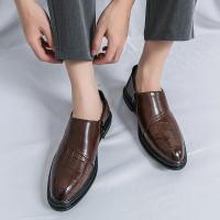 Zapatos formales con cremallera lateral de empalme clásico para hombre, zapatos de cuero informales británicos de tacón bajo de PU - details 11