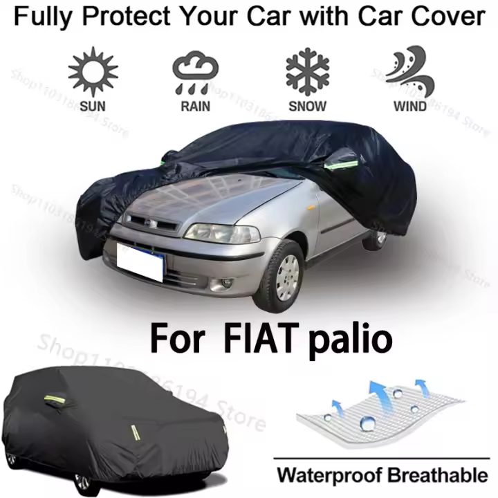 Funda completa para coche para Fiat Palio, equipo de protección para exteriores, resistente a la nieve, protector solar, accesorios para automóviles impermeables y a prueba de polvo, negro - 1