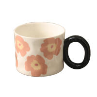 Taza de cerámica de flores de gran capacidad de 420 ml, taza de avena de leche de desayuno coreano, taza de café para el hogar - details 10