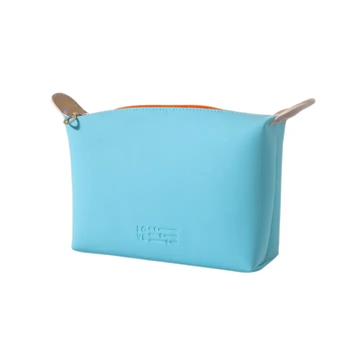Bolso informal de PU para cosméticos, bolsa de aseo impermeable a prueba de humedad, gran capacidad, bolsa de almacenamiento de viaje de Color sólido para exteriores - 1