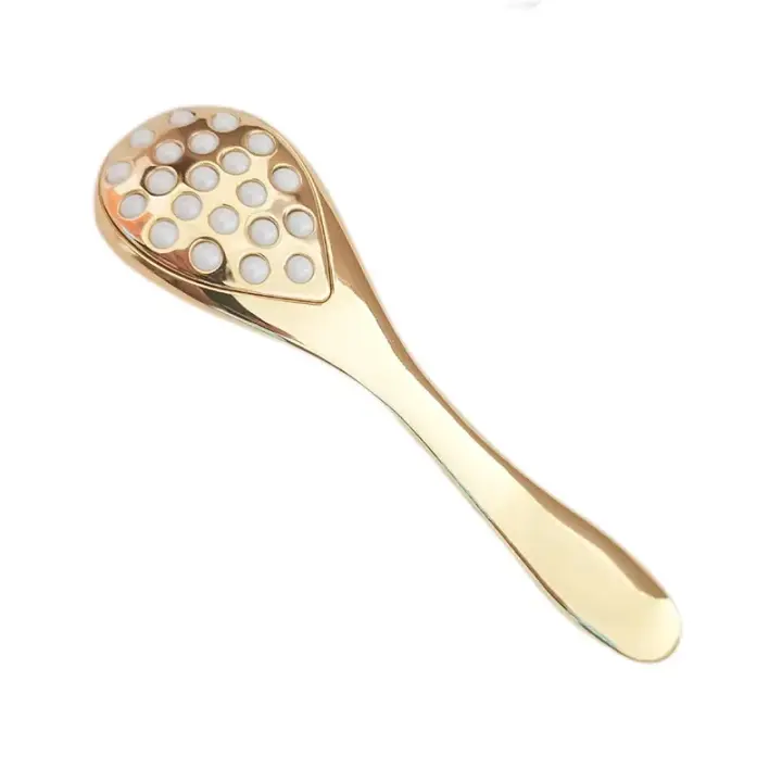 Anti-Aging Dolphin Facial Roller Single-Head Metal Guasha Tool for Eye and Skin Relaxation Body Massage Stick - 1