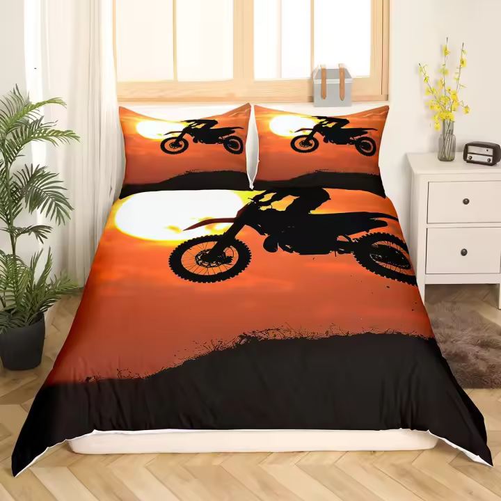 Juego de Ropa de Cama de Motocicleta Extreme Cubierta de Edredón de Poliéster para Adultos y Niños - 1