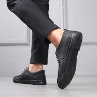 Los mocasines de cuero de vaca con cordones informales de negocios para hombre son cómodos y livianos - details 2