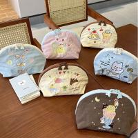 Bolsa de cosméticos con bordado de dibujos animados, bolsa de maquillaje de nailon con animales de tela, bolsa de almacenamiento portátil ligera para el cuidado de la piel, almacenamiento de lápiz labial - details 12