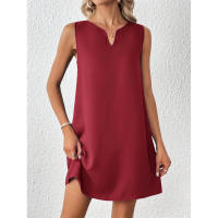 Ropa de mujer Verano Nueva moda Color sólido Vestido sin mangas con cuello en V - details 3