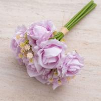 Ramo de rosas artificiales de 8 cabezas, flores de rosas de seda elegantes de tacto Real, plantas falsas de lujo hechas a mano, decoración de boda - details 5