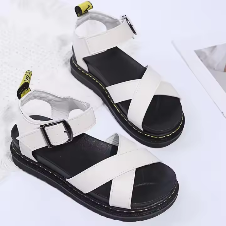 Zapatillas de Verano Gruesas Punta Abierta, Cruzadas y Forro de Goma Poliuretana - 1