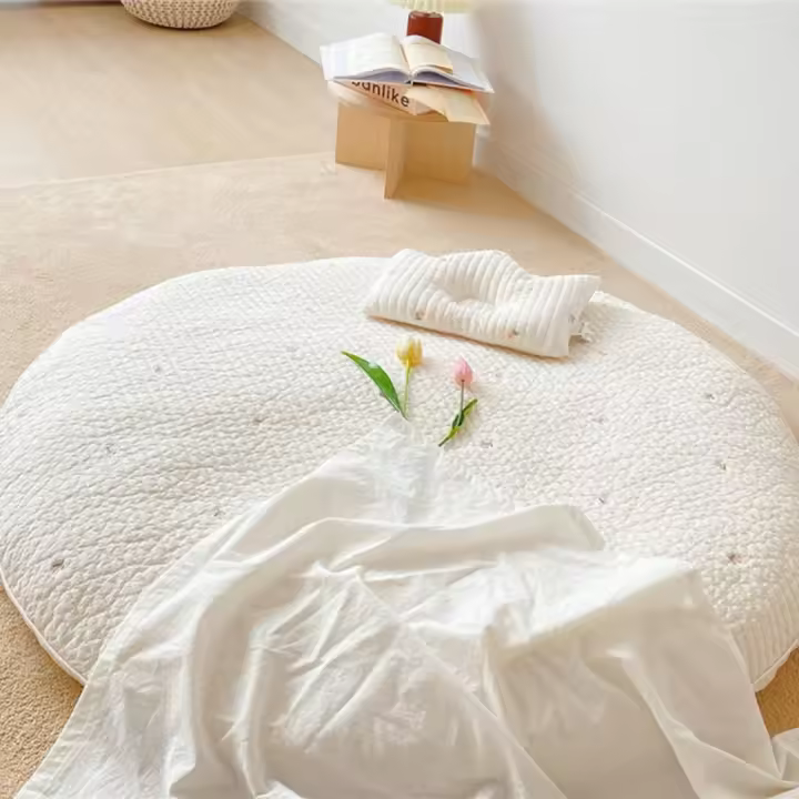 Alfombra redonda para gatear para bebé, extraíble y lavable tapete de juego, alfombra bordada para tienda de bebé, manta para gatear para recién nacido, 85CM - 1