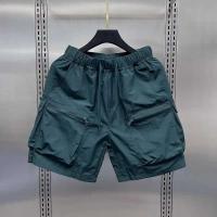 Pantalones Cortos Cargo Retro para Hombres Multiple Bolsillos, Traje Casual, Delgado, Ajuste Suelto, Color Sólido, Moda de Verano - details 0