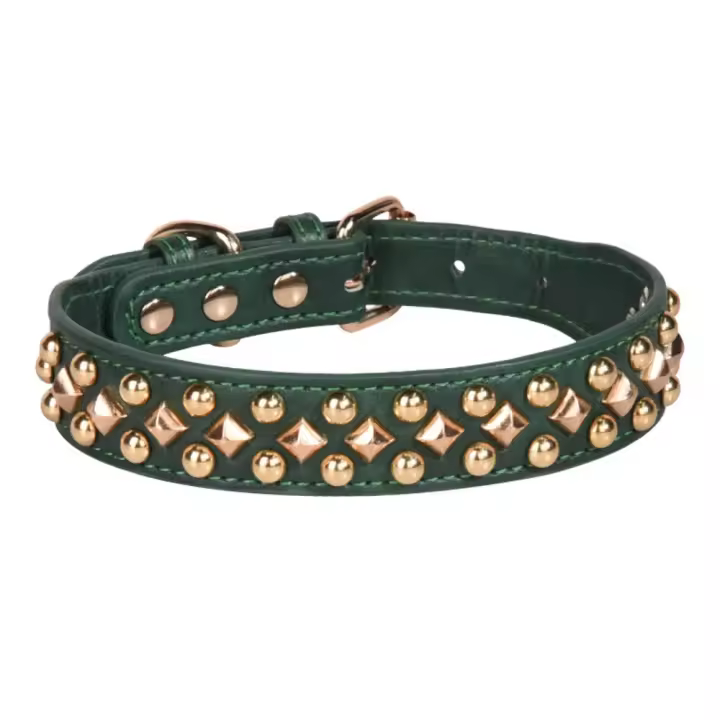 Collar de perro de cuero con remaches ajustables Bulldog, accesorios Vintage para mascotas, Collar para mascotas, correa para el cuello, Collar para cachorro, perro de tamaño mediano y grande - 1